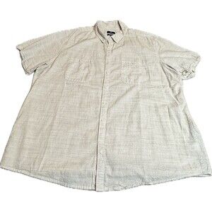 George Shirt Men Size 2XL Beige Short Sleeve Collared Casual Button Up
